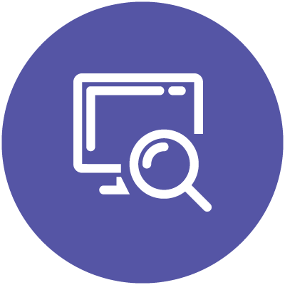 An icon for Digi Roar 360 marketing consultants for their local SEO service section. The image icon shows an example of a magnifying glass searching for a business on the internet.
