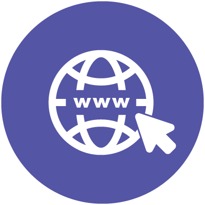 An icon for Digi Roar 360 marketing consultants for their custom service section. The image icon shows an example of www to show the world wide web and their website going live.